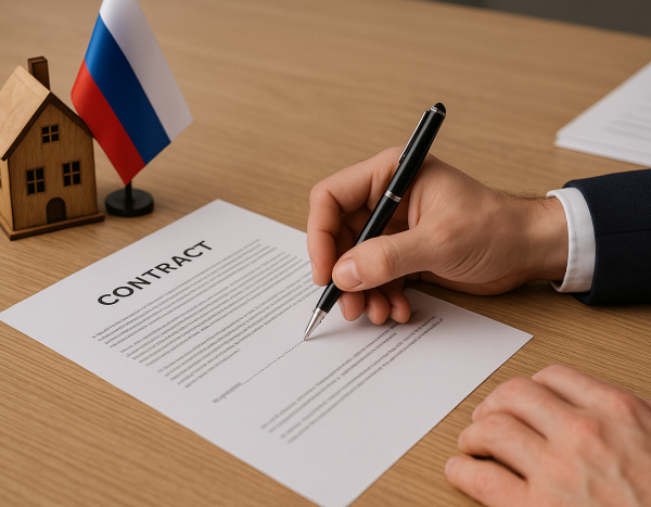 Подписание юридического контракта в российском офисе