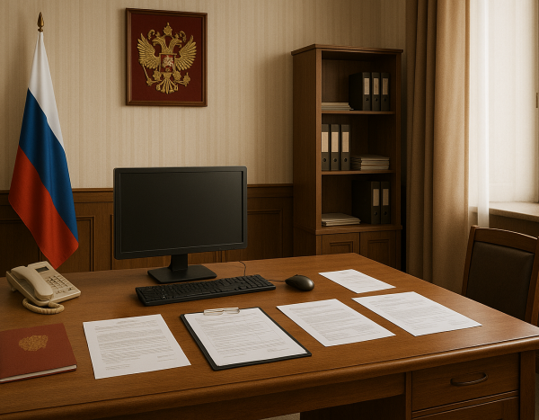 Офис с документами на ВНЖ на рабочем столе